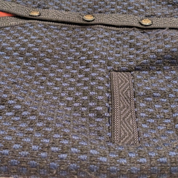 Vintage Wool Navy/Black V-neck Vest, Silky Lined, Buttons, Pockets, L - Picture 3 of 11